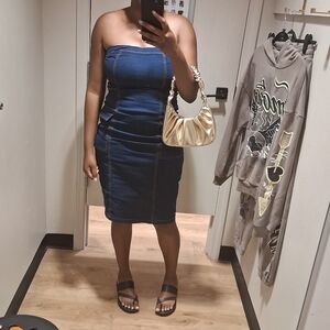 Fashion Nova Elegant Denim Strapless Dress